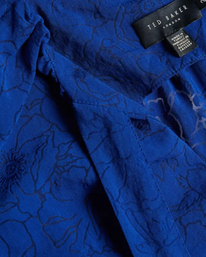 Devor Floral Top With Neck Tie Bright Blue Women Ted Baker Clothing Devor Floral Top With Neck Tie Bright Blue Women Ted Baker Clothing