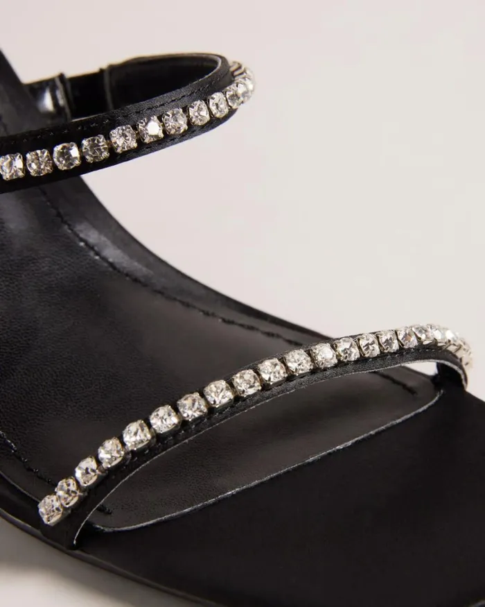 Diamante Satin Kitten Heel Sandals Black Women Ted Baker Sandals and Sliders Diamante Satin Kitten Heel Sandals Black Women Ted Baker Sandals and Sliders