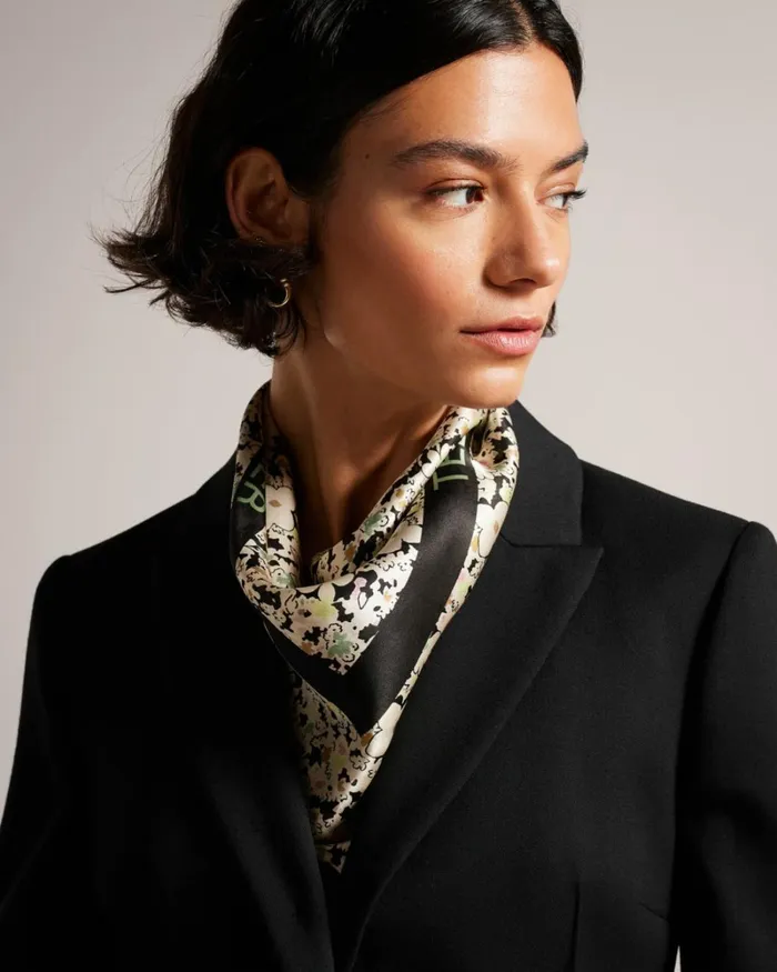 Ditsy Floral Square Satin Scarf Black Women Ted Baker Scarves