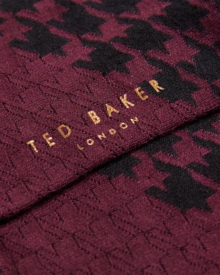 Dog Tooth Pattern Socks Dark Red Men Ted Baker Socks