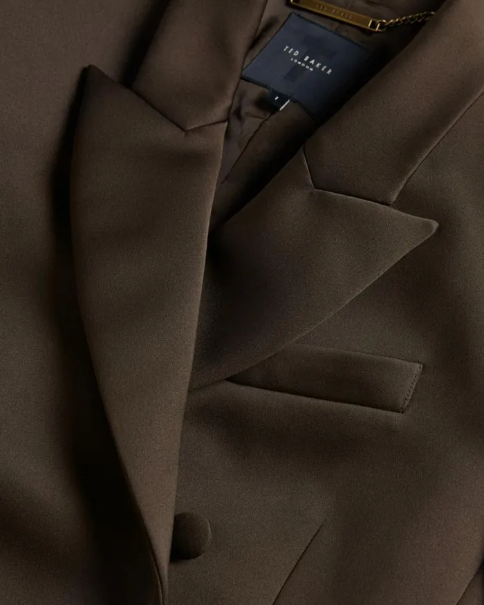 Double Breasted Satin Boyfriend Blazer Dark Brown Women Ted Baker Clothing Double Breasted Satin Boyfriend Blazer Dark Brown Women Ted Baker Clothing