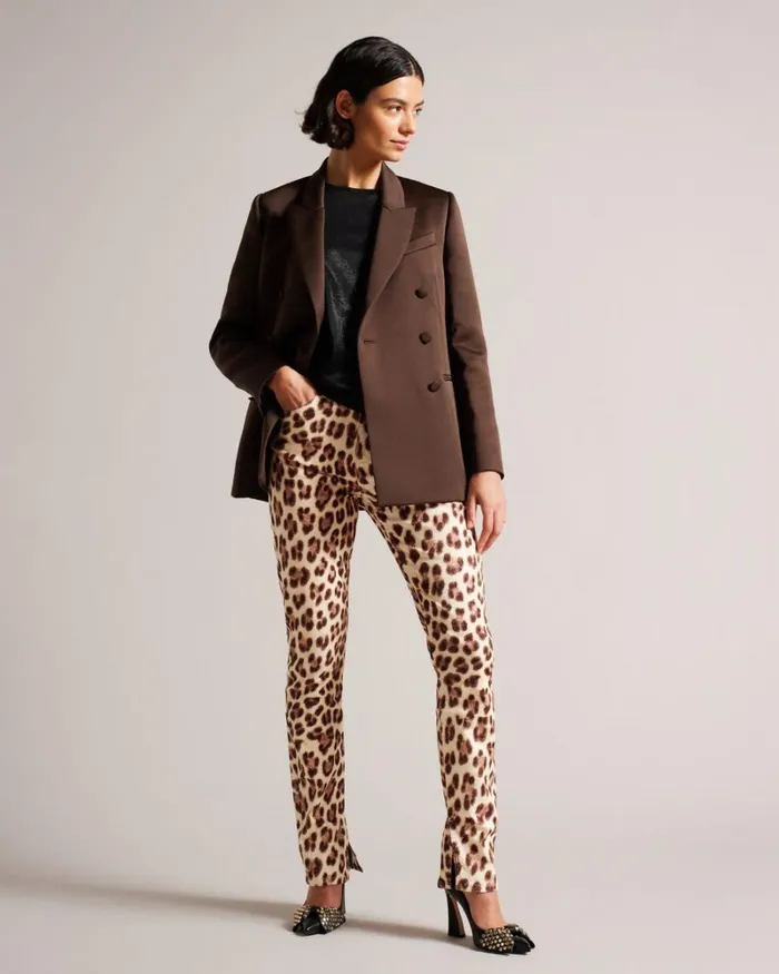 Double Breasted Satin Boyfriend Blazer Dark Brown Women Ted Baker Clothing Double Breasted Satin Boyfriend Blazer Dark Brown Women Ted Baker Clothing