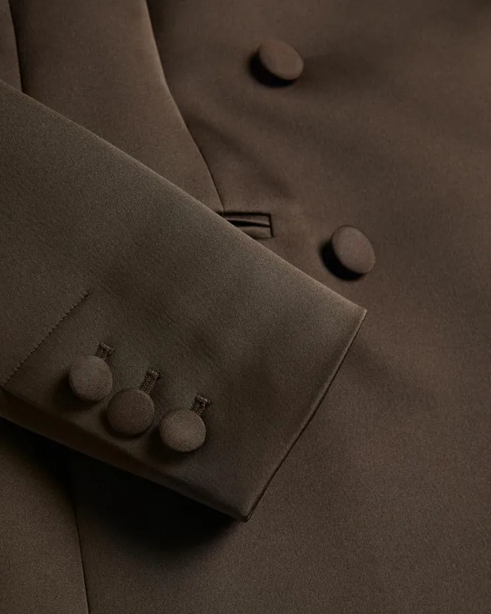 Double Breasted Satin Boyfriend Blazer Dark Brown Women Ted Baker Clothing Double Breasted Satin Boyfriend Blazer Dark Brown Women Ted Baker Clothing
