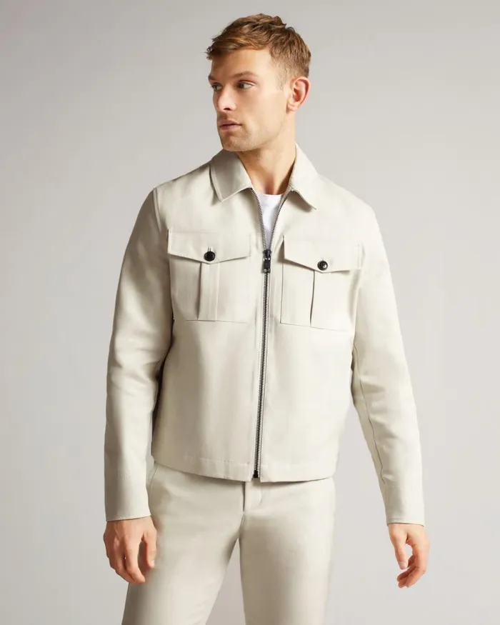 Double Faced Short Jacket Ecru Men Ted Baker Clothing Double Faced Short Jacket Ecru Men Ted Baker Clothing