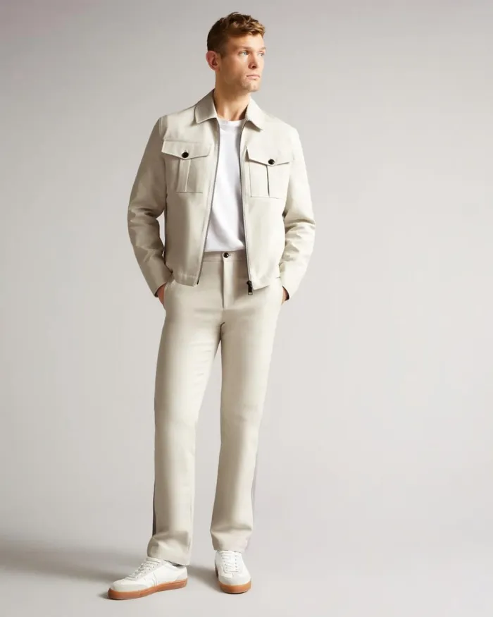 Double Faced Short Jacket Ecru Men Ted Baker Clothing Double Faced Short Jacket Ecru Men Ted Baker Clothing