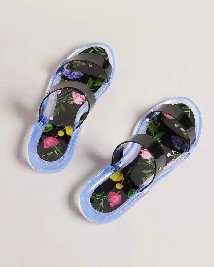Double Strap Jelly Sliders Black Women Ted Baker Sandals and Sliders