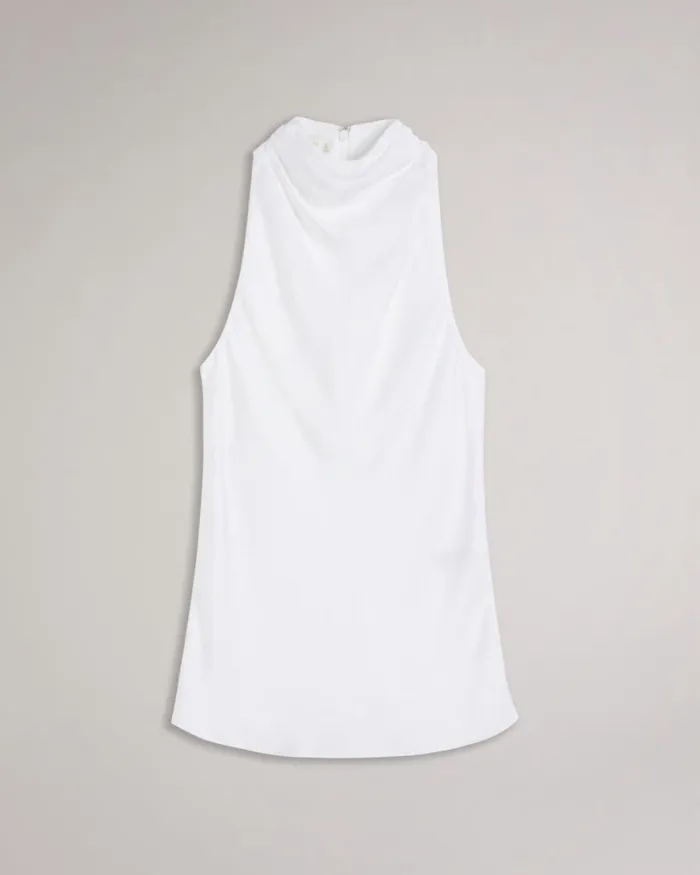 Draped High Neck Bias Cut Top White Women Ted Baker Clothing