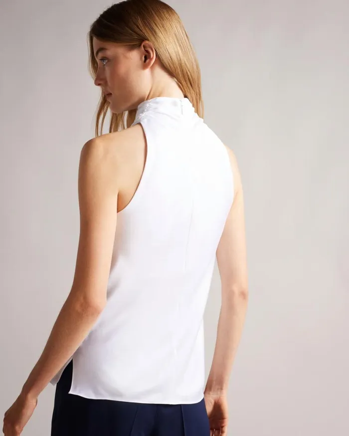 Draped High Neck Bias Cut Top White Women Ted Baker Clothing Draped High Neck Bias Cut Top White Women Ted Baker Clothing