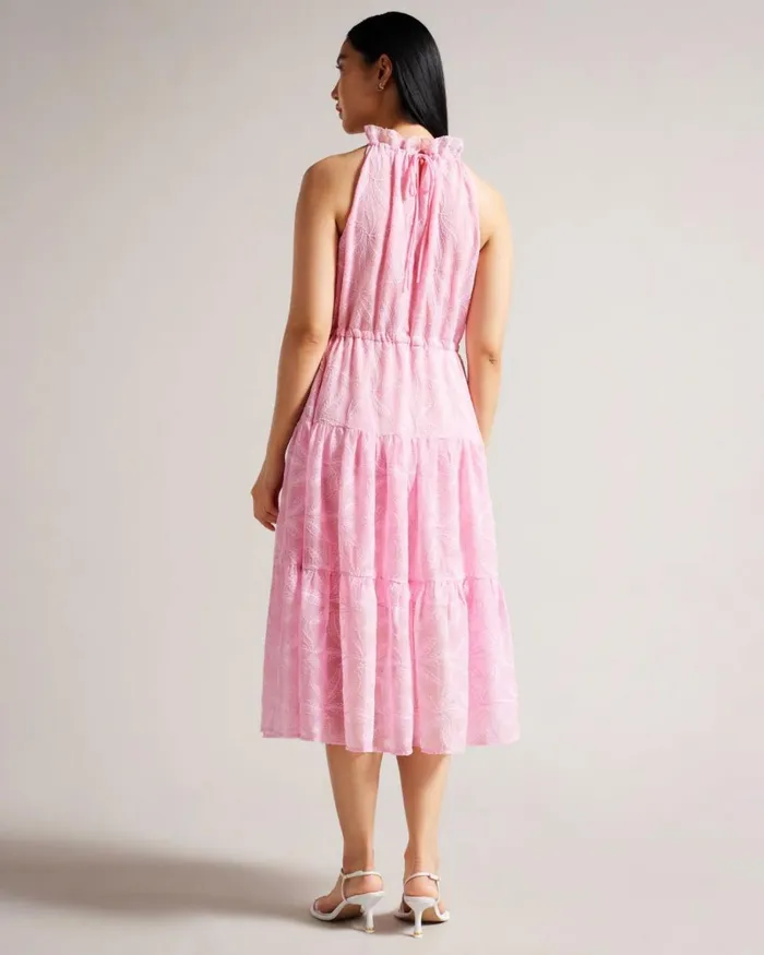 Drawstring Waist Halterneck Dress Lilac Women Ted Baker Clothing Drawstring Waist Halterneck Dress Lilac Women Ted Baker Clothing