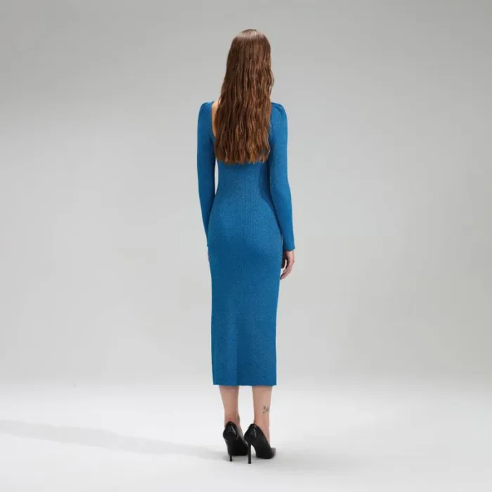 Dresses Woman SelfPortrait Aqua Viscose Knitted Midi Dress Dresses Woman SelfPortrait Aqua Viscose Knitted Midi Dress
