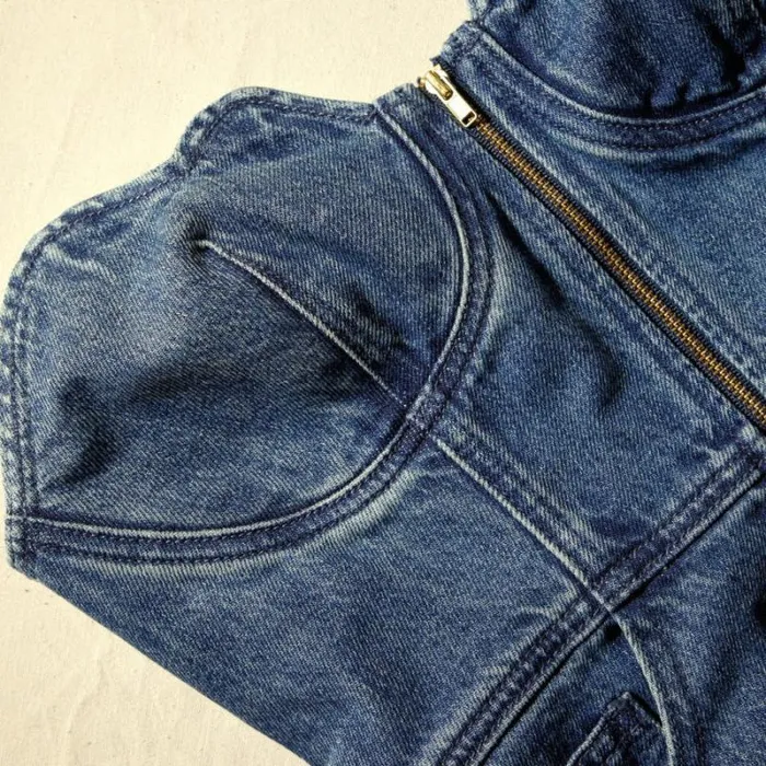 Dresses Woman SelfPortrait Bandeau Denim Mini Dress With Scalloped Edge Dresses Woman SelfPortrait Bandeau Denim Mini Dress With Scalloped Edge