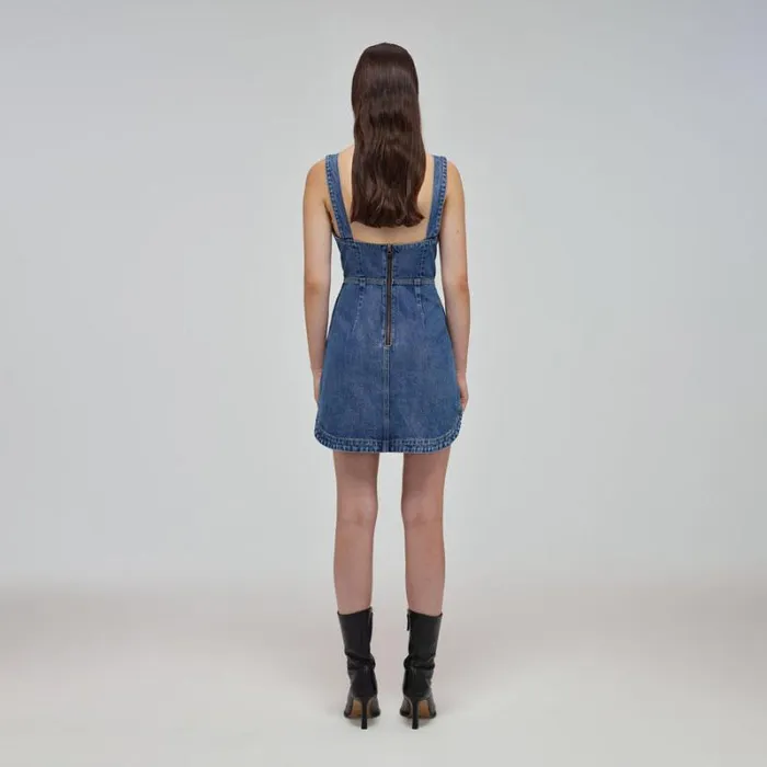 Dresses Woman SelfPortrait Bandeau Denim Mini Dress With Scalloped Edge Dresses Woman SelfPortrait Bandeau Denim Mini Dress With Scalloped Edge
