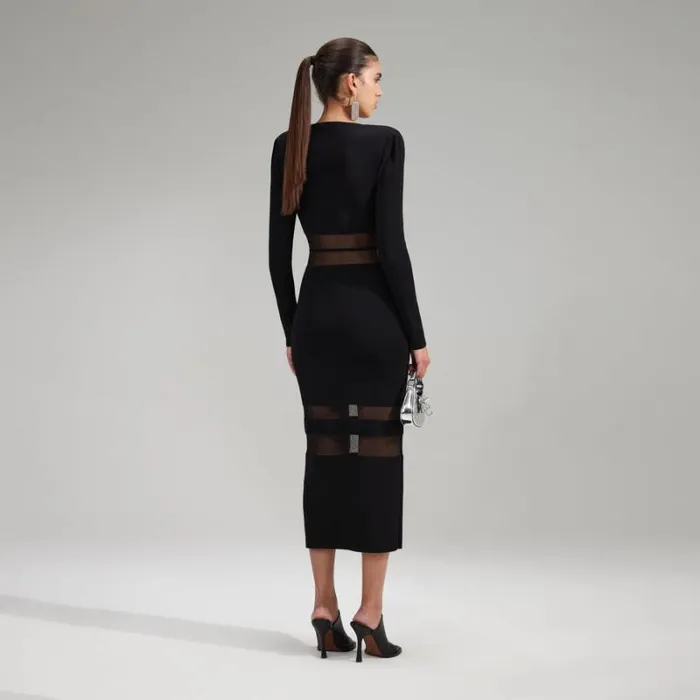 Dresses Woman SelfPortrait Black Beaded Strappy Knit Midi Dress Dresses Woman SelfPortrait Black Beaded Strappy Knit Midi Dress