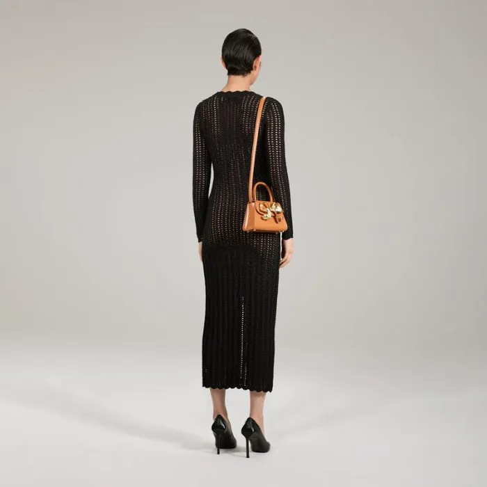 Dresses Woman SelfPortrait Black Beaded Strappy Knit Midi Dress Dresses Woman SelfPortrait Black Beaded Strappy Knit Midi Dress