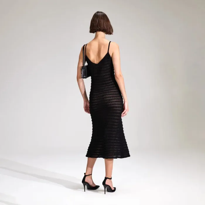 Dresses Woman SelfPortrait Black Beaded Strappy Knit Midi Dress Dresses Woman SelfPortrait Black Beaded Strappy Knit Midi Dress