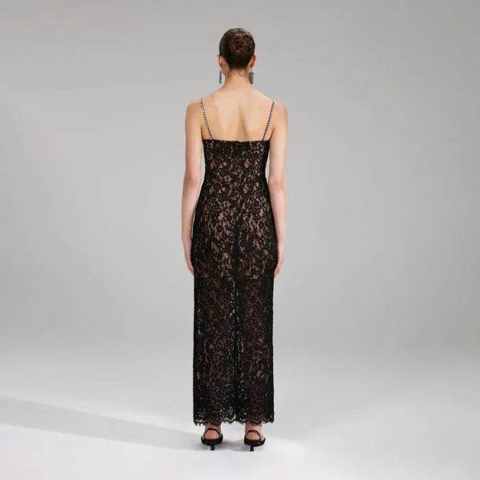 Dresses Woman SelfPortrait Black Cord Lace Midi Dress Dresses Woman SelfPortrait Black Cord Lace Midi Dress
