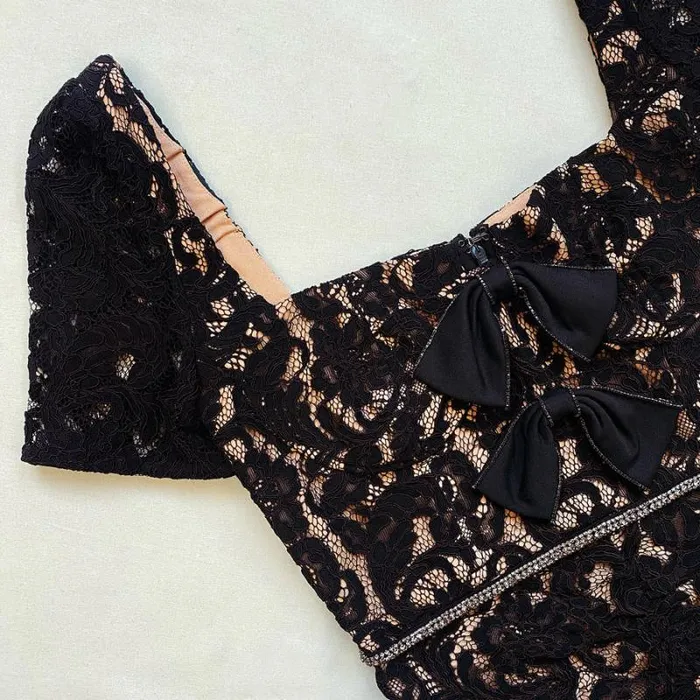 Dresses Woman SelfPortrait Black Cord Lace Midi Dress Dresses Woman SelfPortrait Black Cord Lace Midi Dress