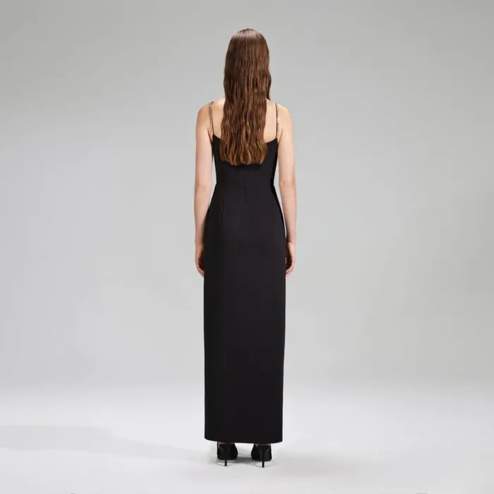 Dresses Woman SelfPortrait Black Crepe Midi Dress With Chain Straps Dresses Woman SelfPortrait Black Crepe Midi Dress With Chain Straps
