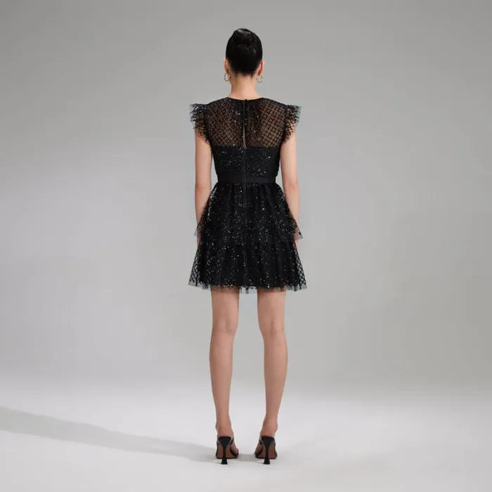 Dresses Woman SelfPortrait Black Crepe Puff Sleeve Mini Dress Dresses Woman SelfPortrait Black Crepe Puff Sleeve Mini Dress