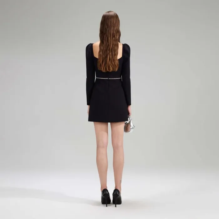 Dresses Woman SelfPortrait Black Crepe Puff Sleeve Mini Dress Dresses Woman SelfPortrait Black Crepe Puff Sleeve Mini Dress