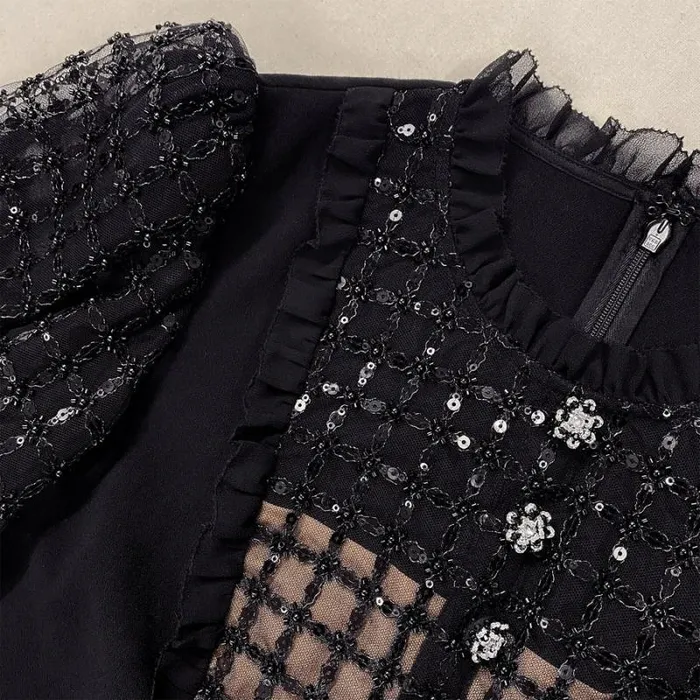 Dresses Woman SelfPortrait Black Crepe Puff Sleeve Mini Dress Dresses Woman SelfPortrait Black Crepe Puff Sleeve Mini Dress