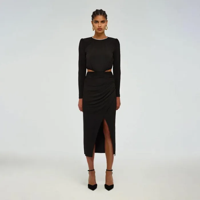 Dresses Woman SelfPortrait Black Cut Out Midi Dress