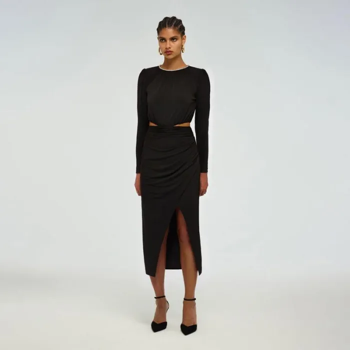 Dresses Woman SelfPortrait Black Cut Out Midi Dress Dresses Woman SelfPortrait Black Cut Out Midi Dress