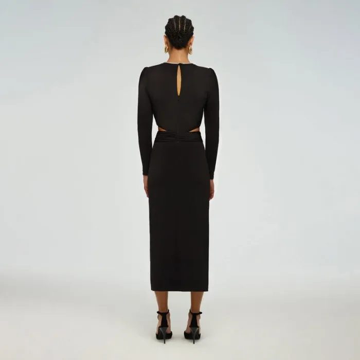 Dresses Woman SelfPortrait Black Cut Out Midi Dress Dresses Woman SelfPortrait Black Cut Out Midi Dress