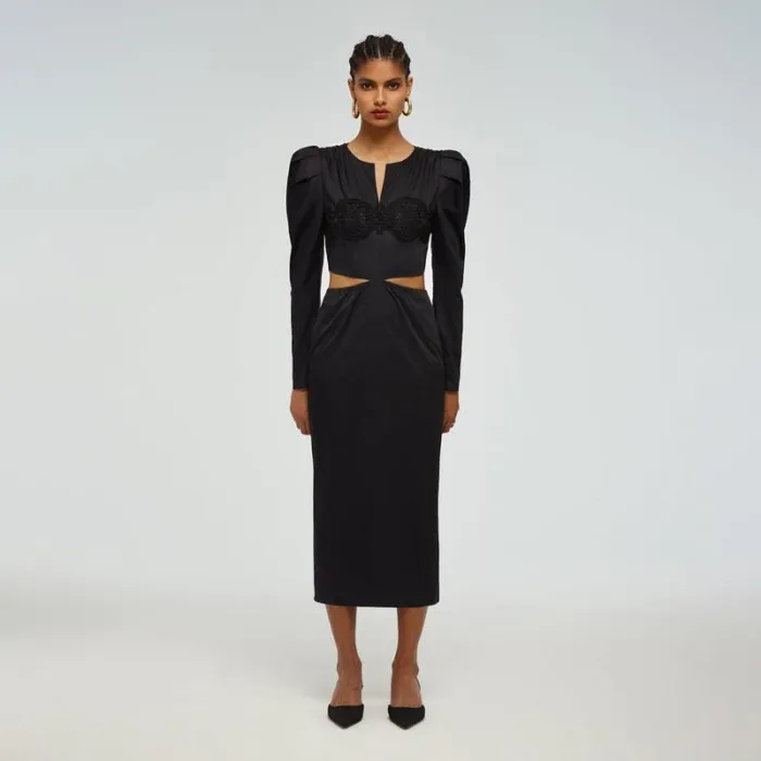 Dresses Woman SelfPortrait Black Cut Out Midi Dress Dresses Woman SelfPortrait Black Cut Out Midi Dress