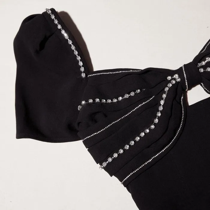 Dresses Woman SelfPortrait Black Diamante Bust Midi Dress Dresses Woman SelfPortrait Black Diamante Bust Midi Dress