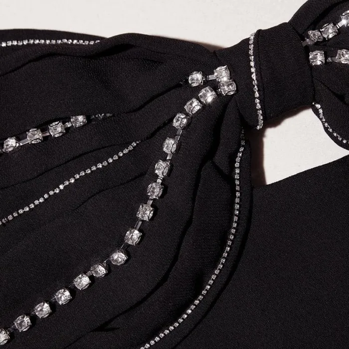Dresses Woman SelfPortrait Black Diamante Bust Midi Dress Dresses Woman SelfPortrait Black Diamante Bust Midi Dress