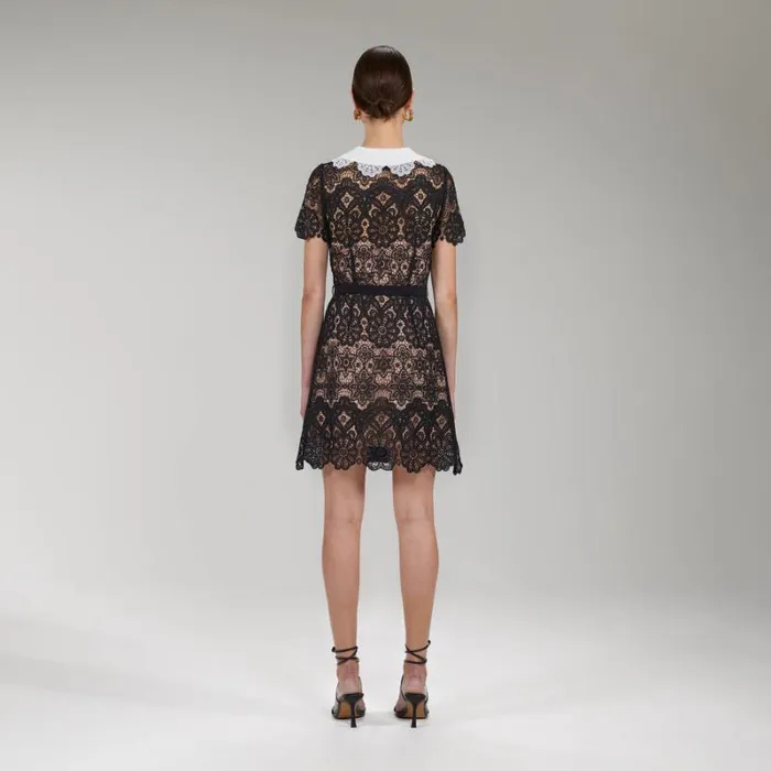 Dresses Woman SelfPortrait Black Guipure Lace Mini Dress Dresses Woman SelfPortrait Black Guipure Lace Mini Dress