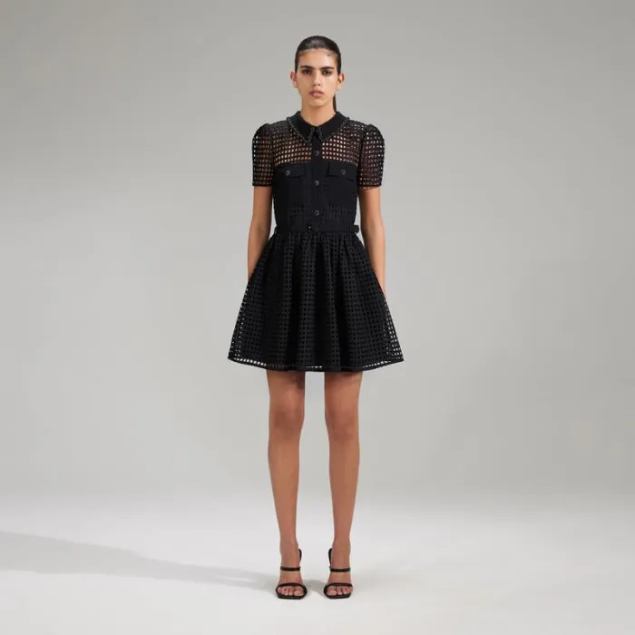 Dresses Woman SelfPortrait Black Guipure Lace Mini Dress Dresses Woman SelfPortrait Black Guipure Lace Mini Dress