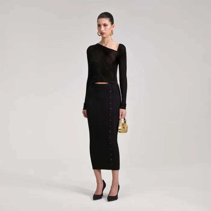 Dresses Woman SelfPortrait Black Knit Midi Dress Dresses Woman SelfPortrait Black Knit Midi Dress