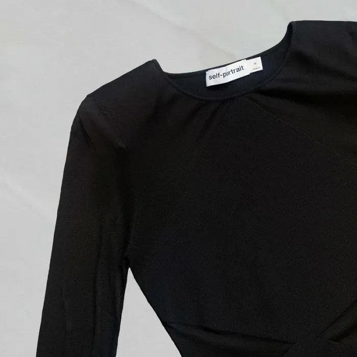 Dresses Woman SelfPortrait Black Knit Striped Mini Dress Dresses Woman SelfPortrait Black Knit Striped Mini Dress