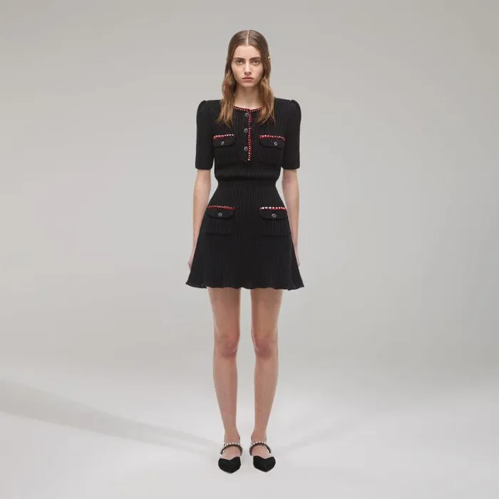 Dresses Woman SelfPortrait Black Melange Knit Mini Dress Dresses Woman SelfPortrait Black Melange Knit Mini Dress