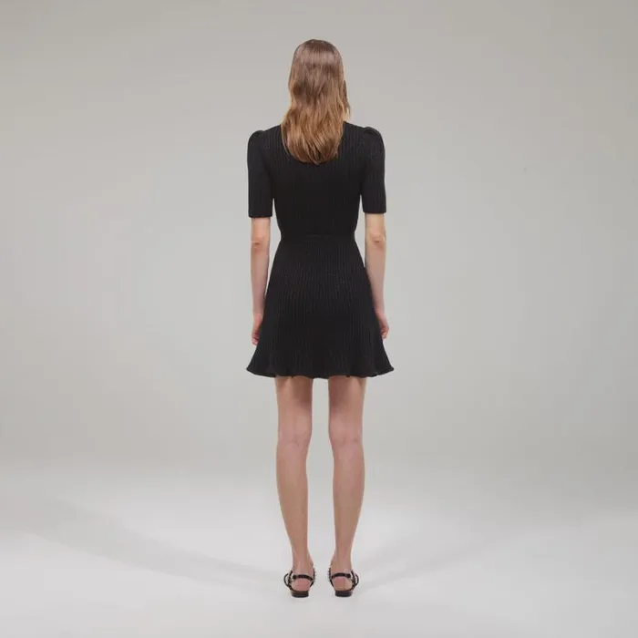 Dresses Woman SelfPortrait Black Melange Knit Mini Dress Dresses Woman SelfPortrait Black Melange Knit Mini Dress