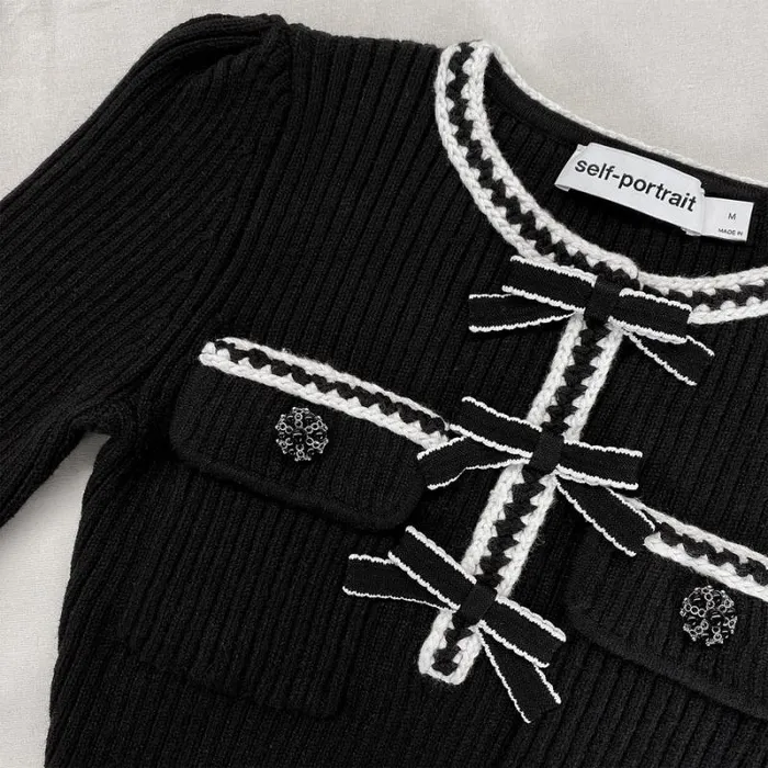 Dresses Woman SelfPortrait Black Melange Knit Mini Dress Dresses Woman SelfPortrait Black Melange Knit Mini Dress
