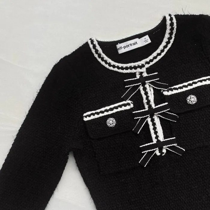 Dresses Woman SelfPortrait Black Melange Knit Mini Dress Dresses Woman SelfPortrait Black Melange Knit Mini Dress