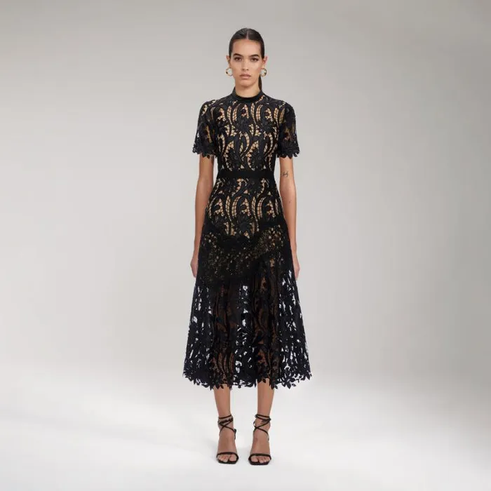 Dresses Woman SelfPortrait Black Prairie Midi Dress