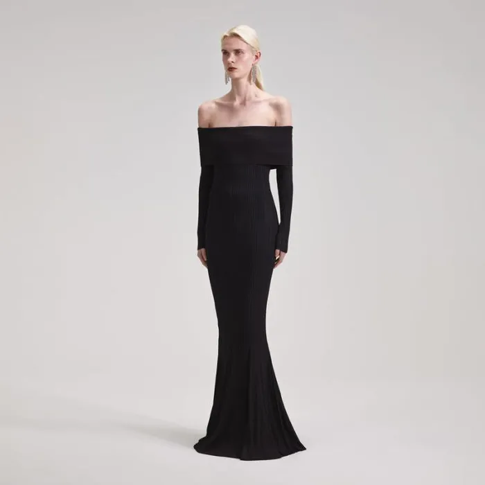 Dresses Woman SelfPortrait Black Ribbed Knit Maxi Dress Dresses Woman SelfPortrait Black Ribbed Knit Maxi Dress