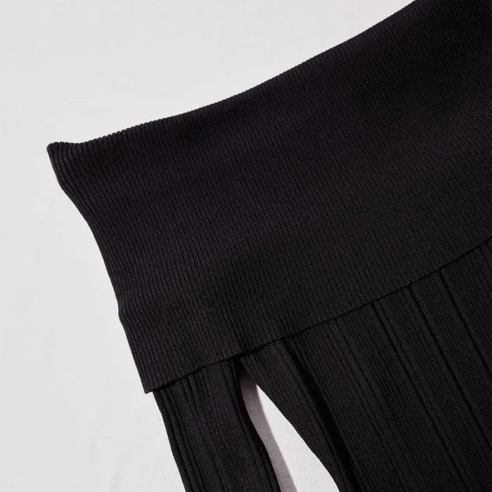 Dresses Woman SelfPortrait Black Ribbed Knit Maxi Dress Dresses Woman SelfPortrait Black Ribbed Knit Maxi Dress