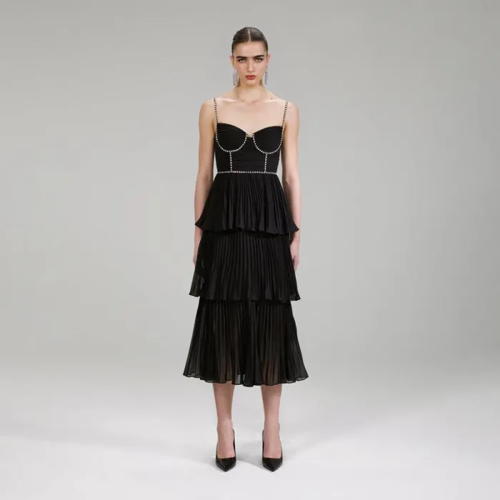 Dresses Woman SelfPortrait Black Stretch Crepe Maxi Dress Dresses Woman SelfPortrait Black Stretch Crepe Maxi Dress