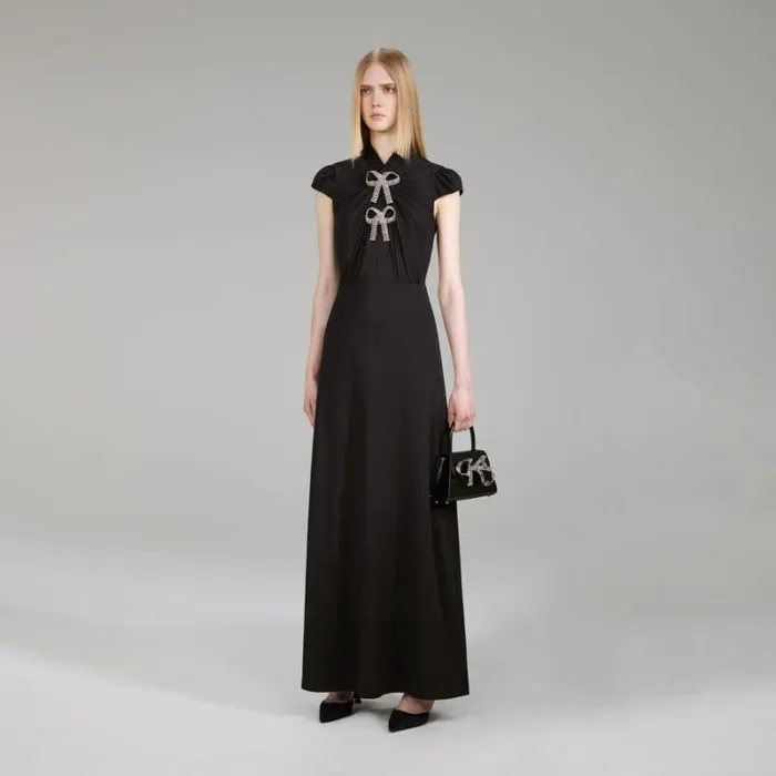Dresses Woman SelfPortrait Black Stretch Crepe Maxi Dress Dresses Woman SelfPortrait Black Stretch Crepe Maxi Dress