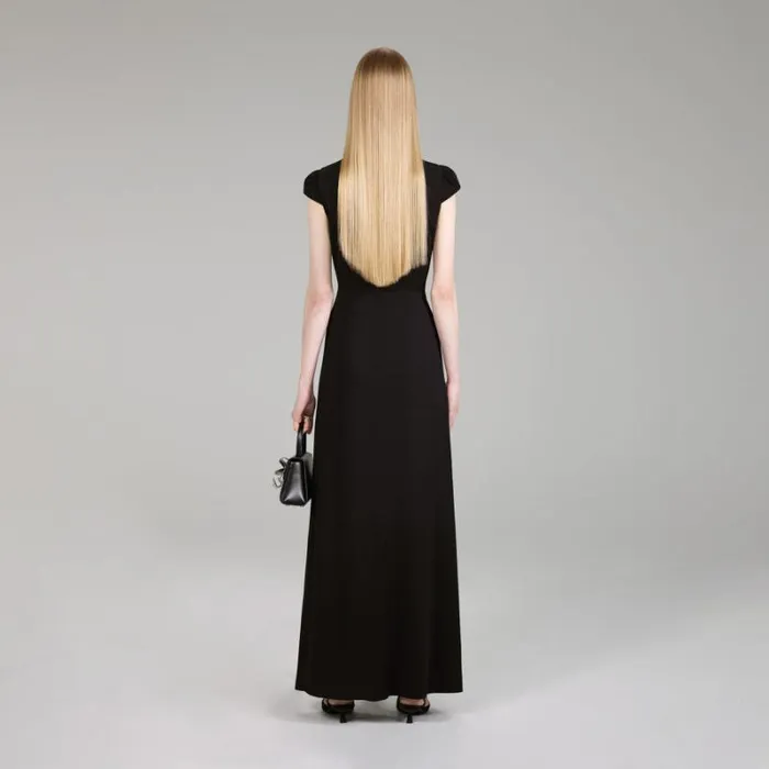 Dresses Woman SelfPortrait Black Stretch Crepe Maxi Dress Dresses Woman SelfPortrait Black Stretch Crepe Maxi Dress