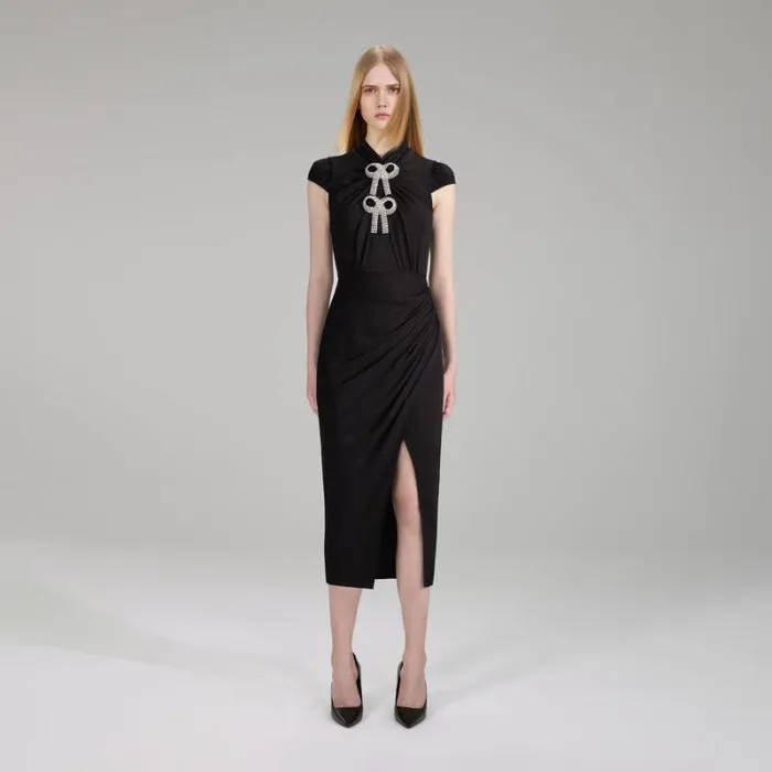 Dresses Woman SelfPortrait Black Stretch Crepe Maxi Dress Dresses Woman SelfPortrait Black Stretch Crepe Maxi Dress