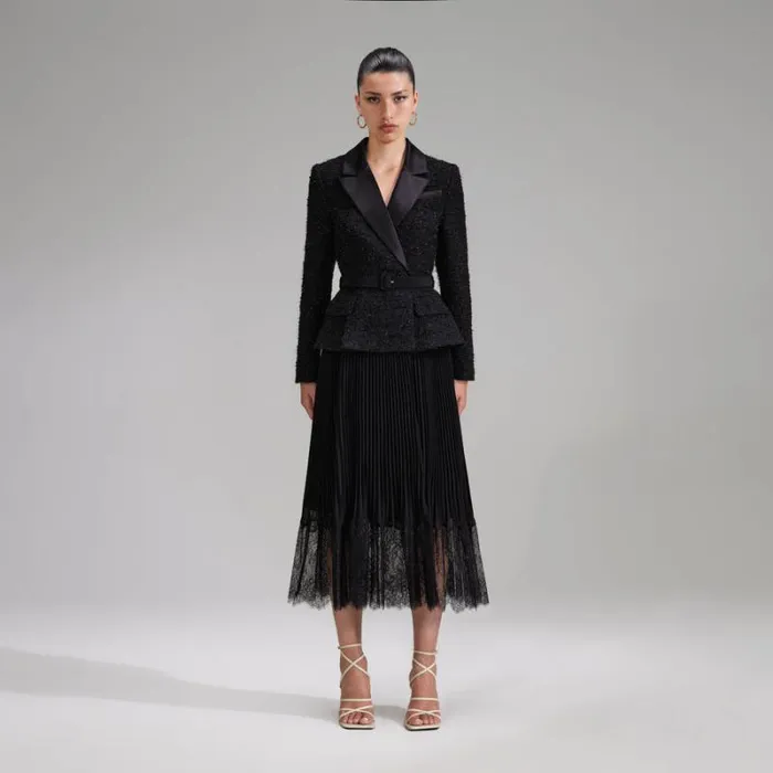 Dresses Woman SelfPortrait Black Tailored Bodice Midi Dress Dresses Woman SelfPortrait Black Tailored Bodice Midi Dress