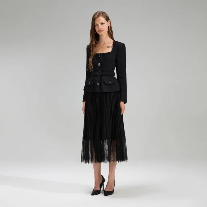 Dresses Woman SelfPortrait Black Tailored Bodice Midi Dress Dresses Woman SelfPortrait Black Tailored Bodice Midi Dress