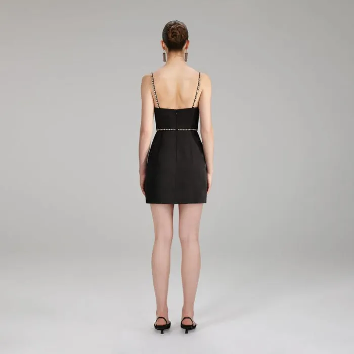 Dresses Woman SelfPortrait Black Textured Woven Mini Dress Dresses Woman SelfPortrait Black Textured Woven Mini Dress