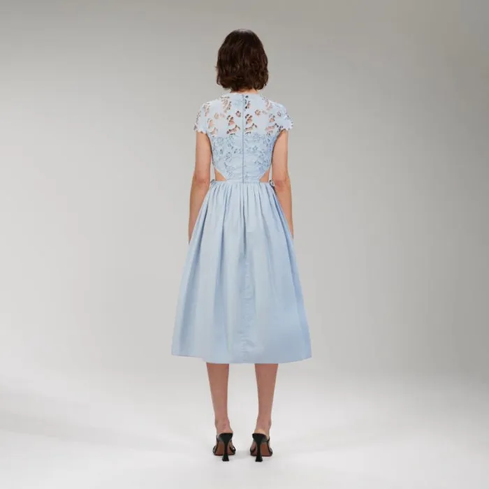 Dresses Woman SelfPortrait Blue 3D Cotton Lace Mini Dress Dresses Woman SelfPortrait Blue 3D Cotton Lace Mini Dress